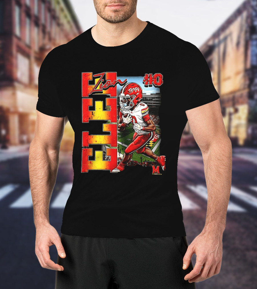 Zion #0 Maryland Terrapins NCAA Football Player Caricature T-Shirt