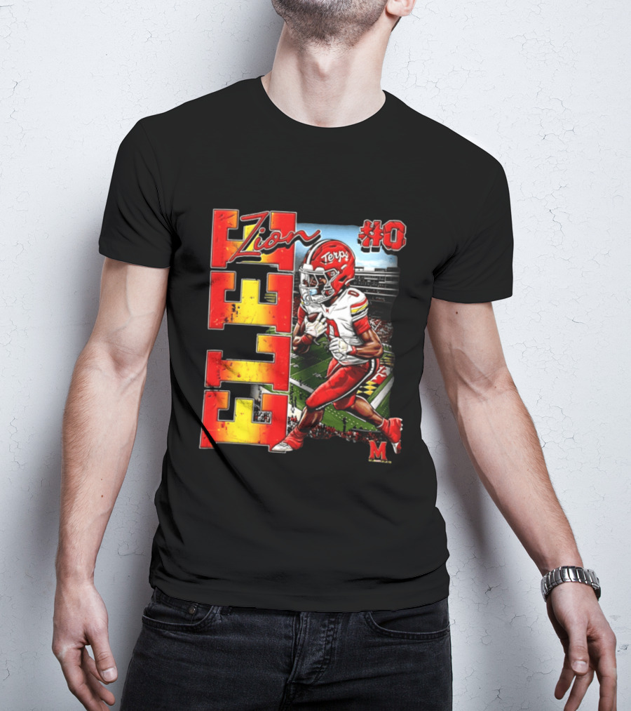 Zion #0 Maryland Terrapins NCAA Football Player Caricature T-Shirt