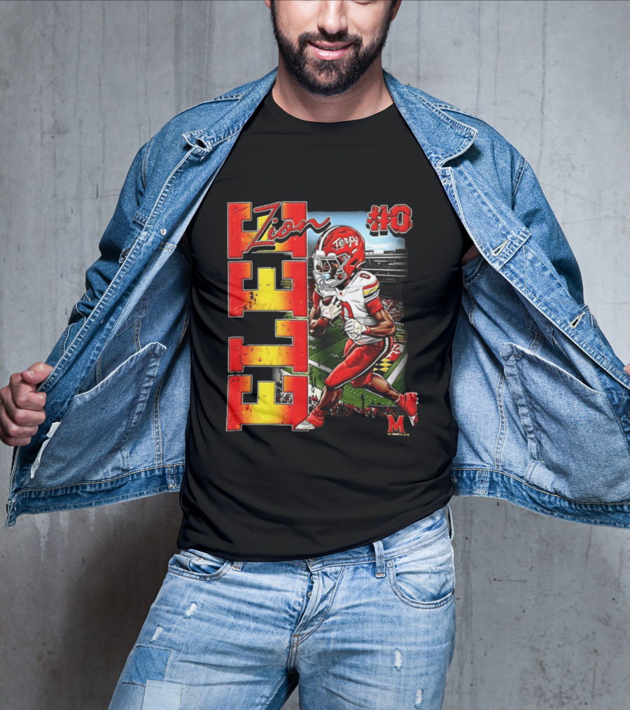 Zion #0 Maryland Terrapins NCAA Football Player Caricature T-Shirt