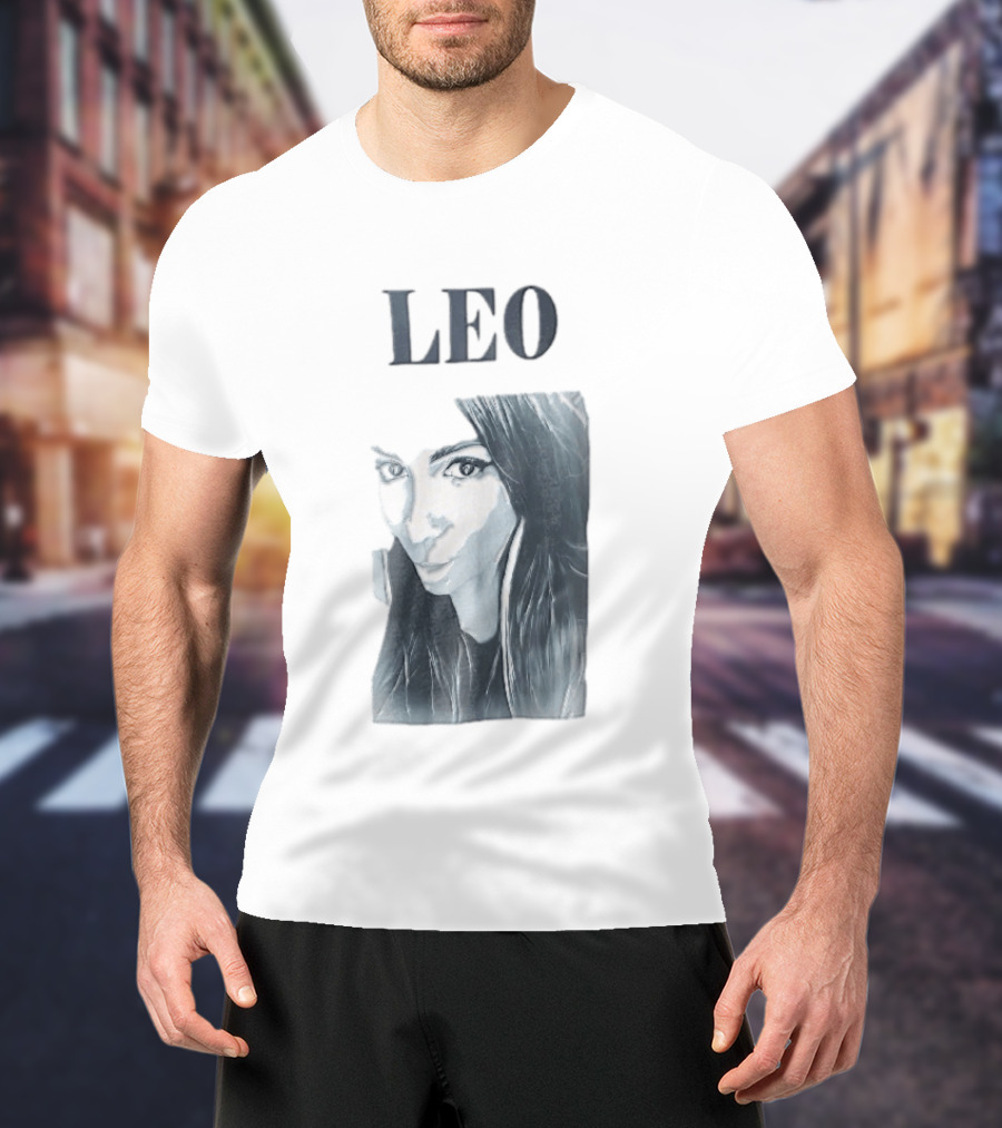 Leo Woman Long Hair Monochromatic Selfie Close Up T-Shirt