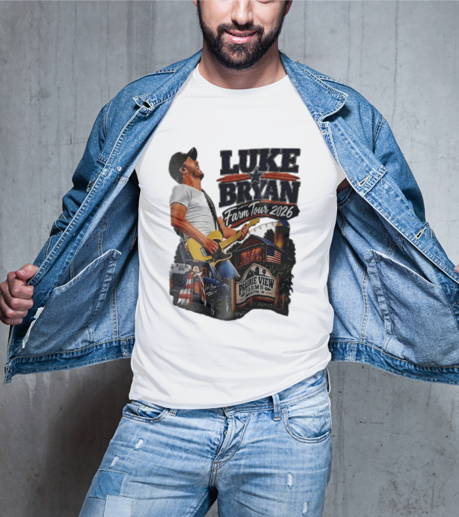 Luke Bryan Farm Tour 2026 Prairie View Farms Brookston IN Pickup Truck Barn Scene T-Shirt