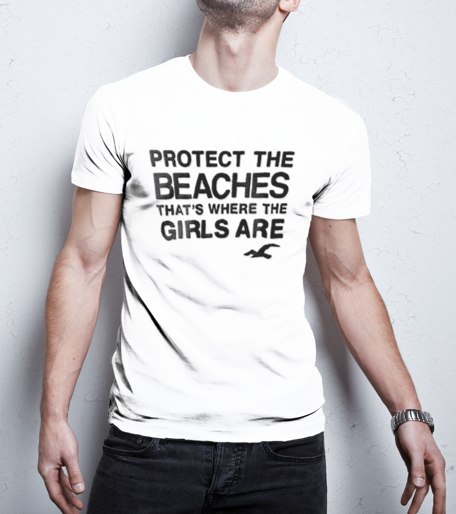 Hollister Co Protect The Beaches Girls Are Flying Seagull T-Shirt