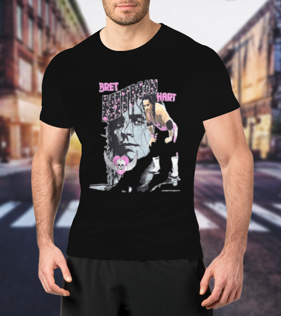 Bret Hart Hitman WWE Wrestling Skull Wings Boots T-Shirt