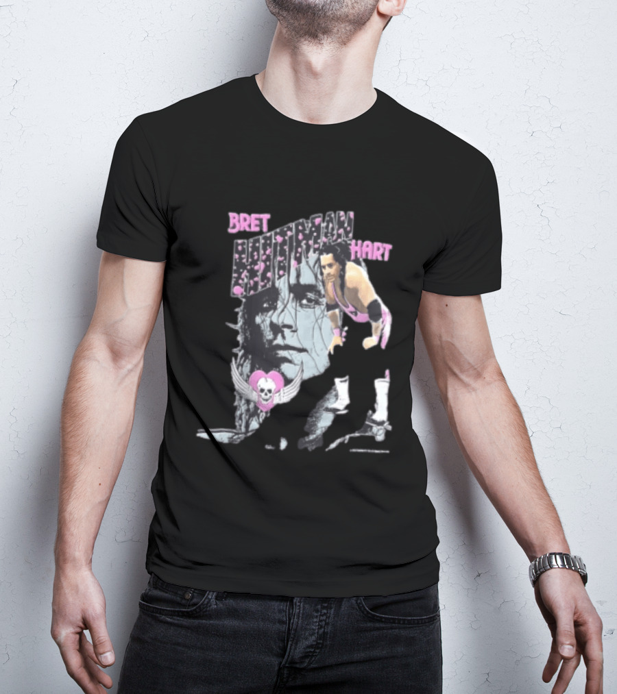 Bret Hart Hitman WWE Wrestling Skull Wings Boots T-Shirt