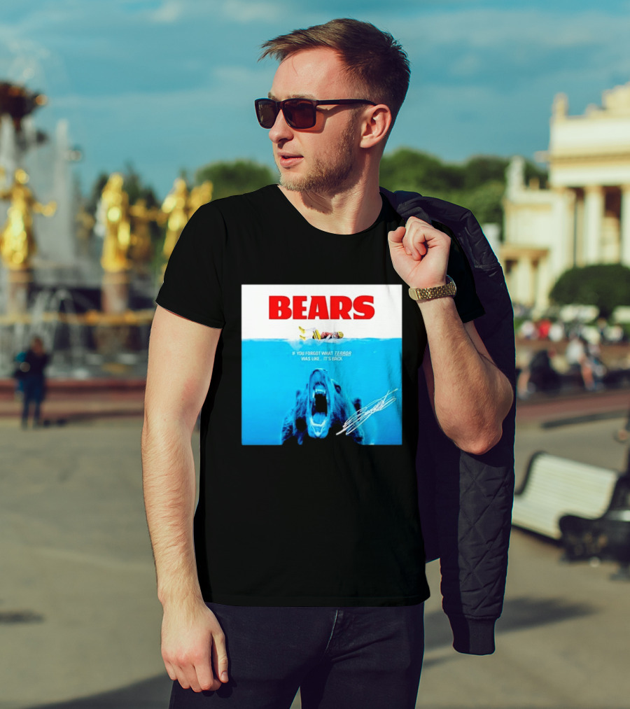 BEARS Caleb Williams Green Bay Packers Player Swimming Bear If You Forgot What Terror Was Like It's Back Chicago Bears T-Shirt