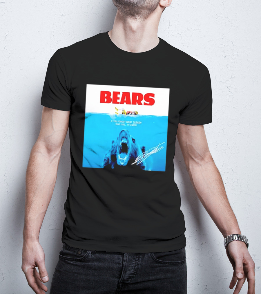 BEARS Caleb Williams Green Bay Packers Player Swimming Bear If You Forgot What Terror Was Like It's Back Chicago Bears T-Shirt