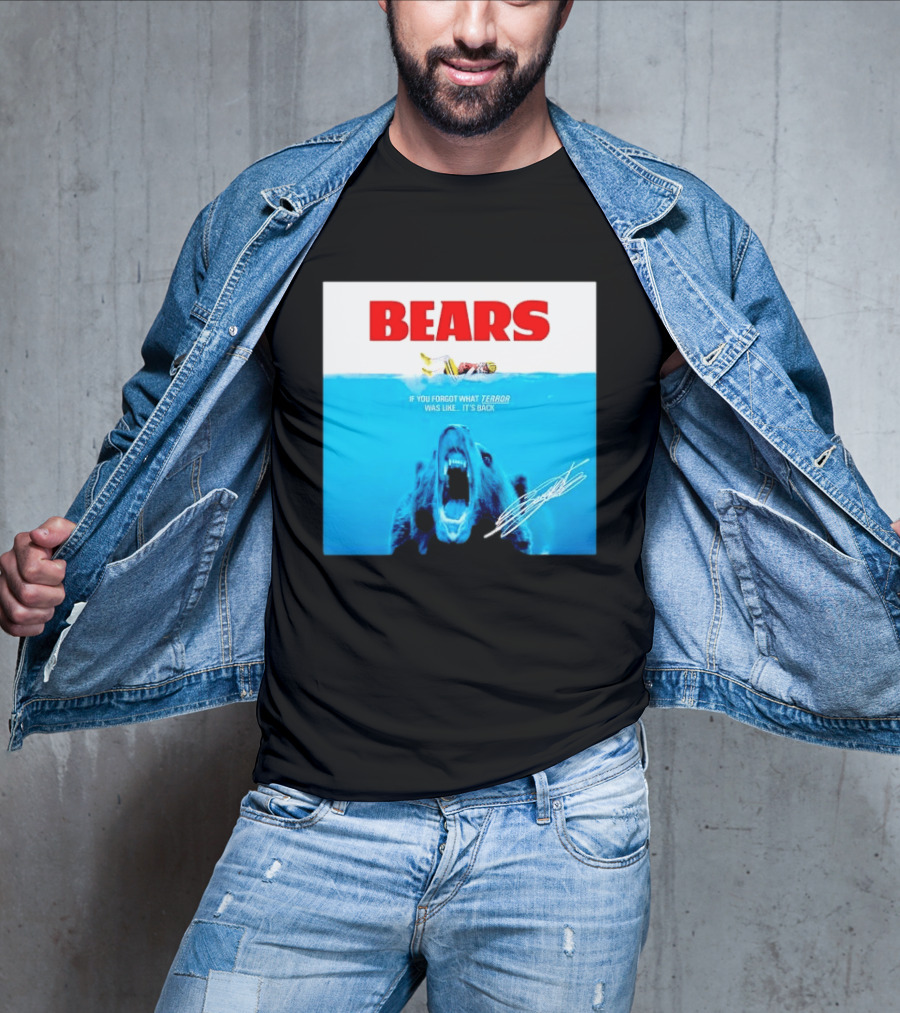 BEARS Caleb Williams Green Bay Packers Player Swimming Bear If You Forgot What Terror Was Like It's Back Chicago Bears T-Shirt