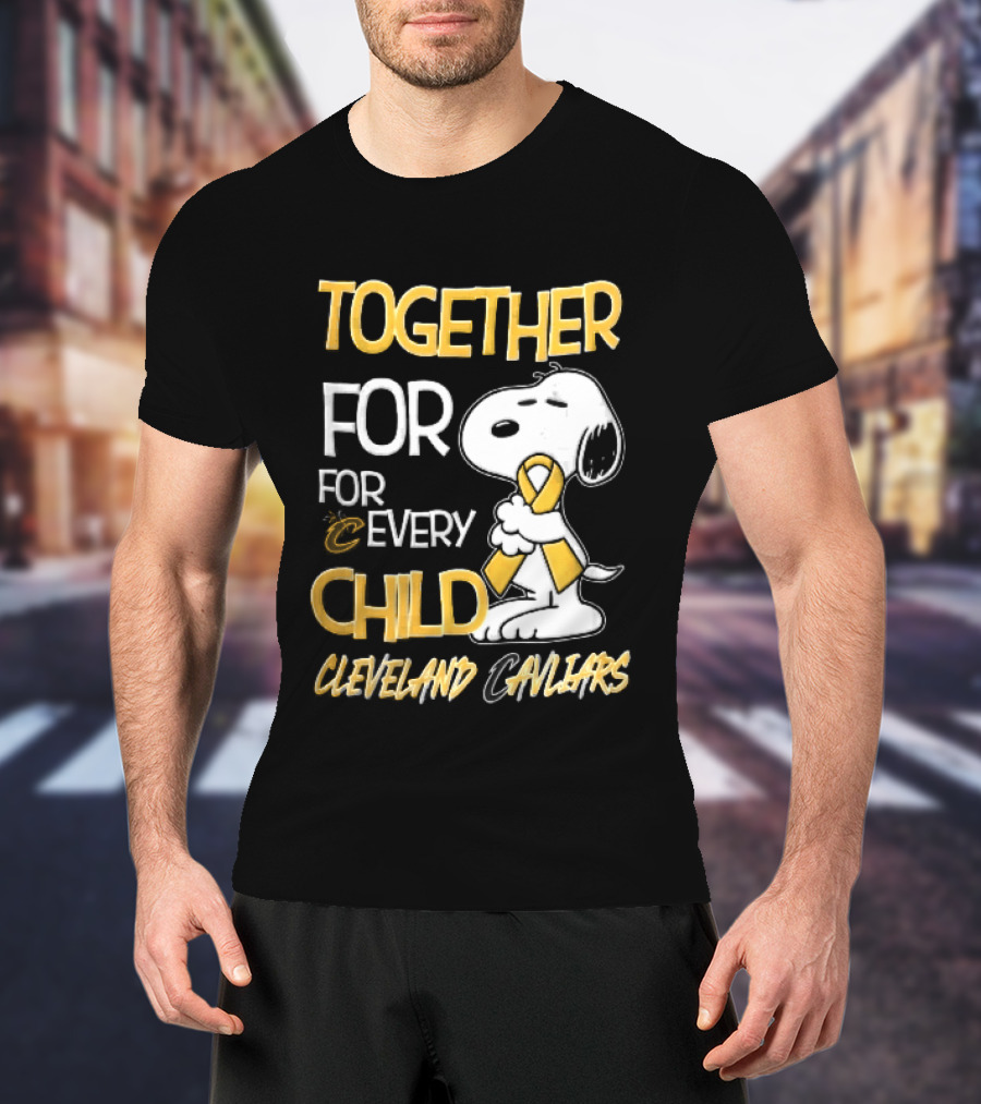 Cleveland Cavaliers Together For Every Child Cartoon Dog Yellow Ribbon T-Shirt