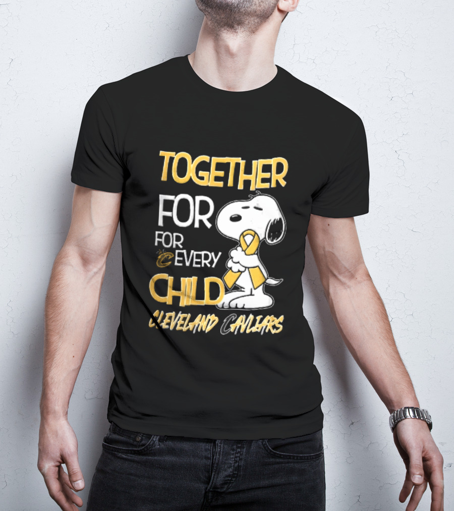 Cleveland Cavaliers Together For Every Child Cartoon Dog Yellow Ribbon T-Shirt