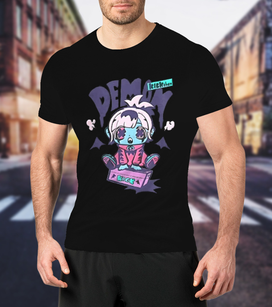 Demon Kick Cartoon Cute Character Pastel Punk Aesthetic T-Shirt