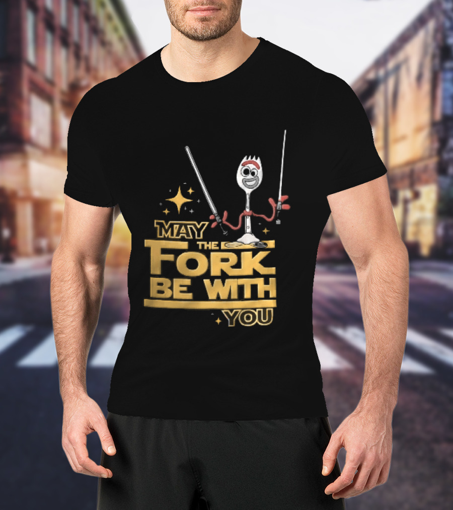 May The Fork Be With You Spork Wielding Lightsabers T-Shirt