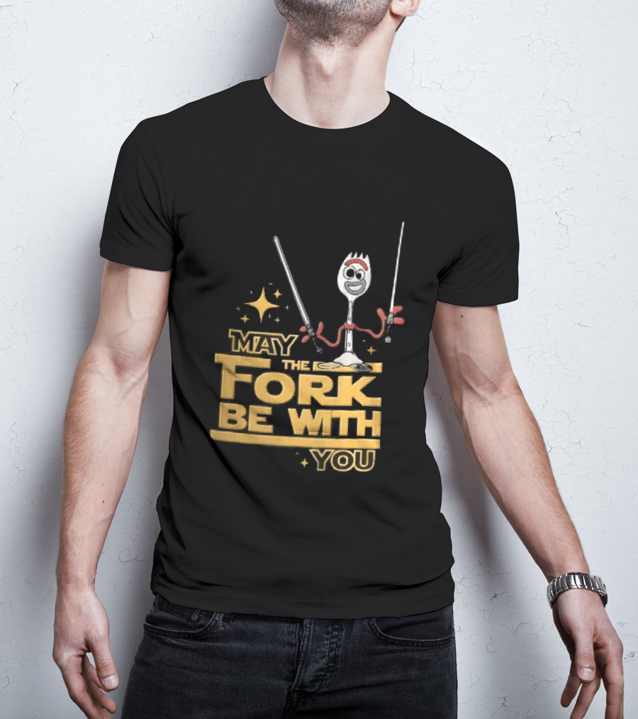 May The Fork Be With You Spork Wielding Lightsabers T-Shirt