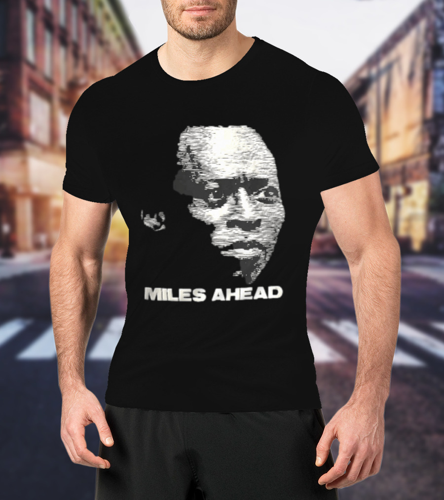 Miles Ahead Face Close Up Horizontal Lines T-Shirt