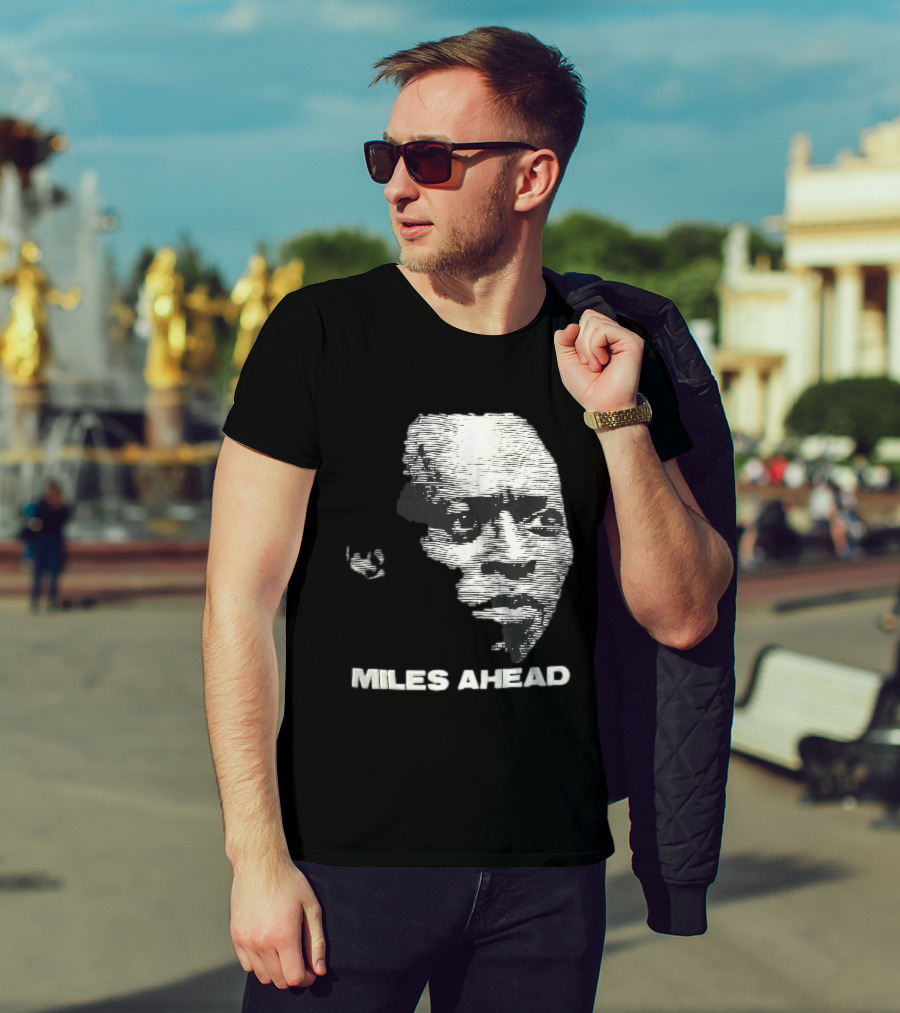 Miles Ahead Face Close Up Horizontal Lines T-Shirt