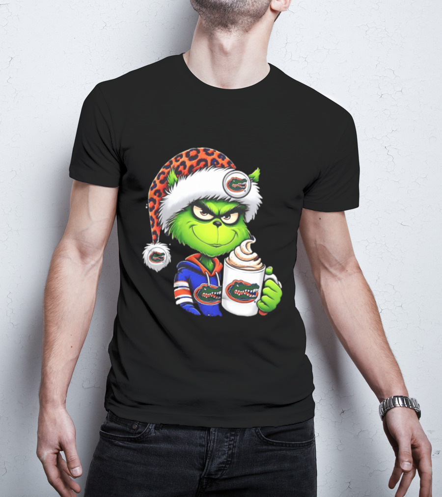 Holiday 2026 Grinch In Florida Gators With Festive And Santa Hat T-Shirt