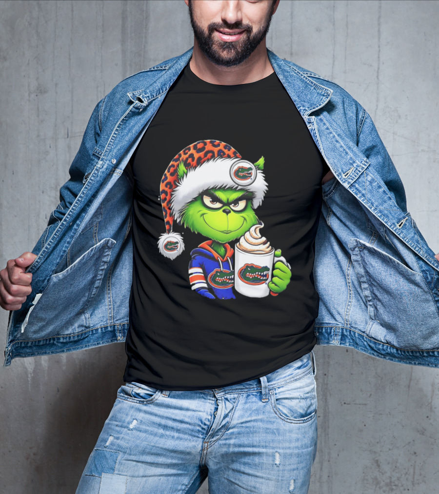 Holiday 2026 Grinch In Florida Gators With Festive And Santa Hat T-Shirt