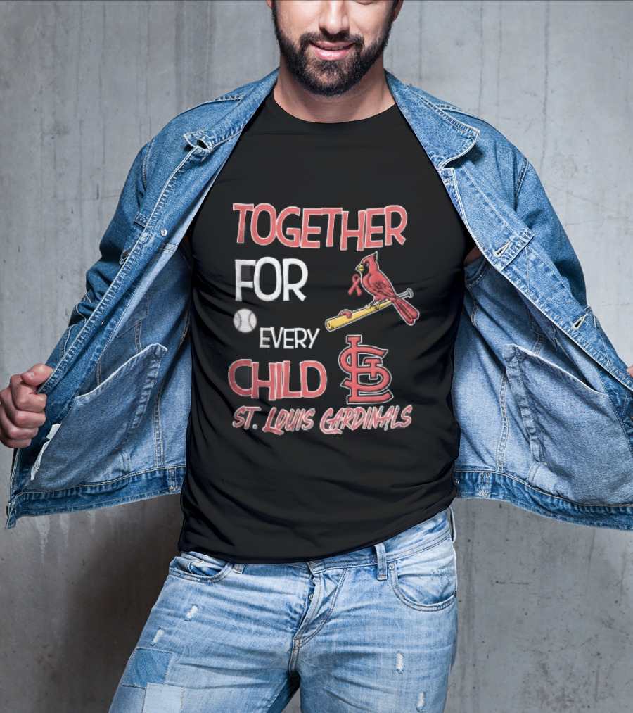 St. Louis Cardinals Together For Every Child Bird On Bat Baseball T-Shirt