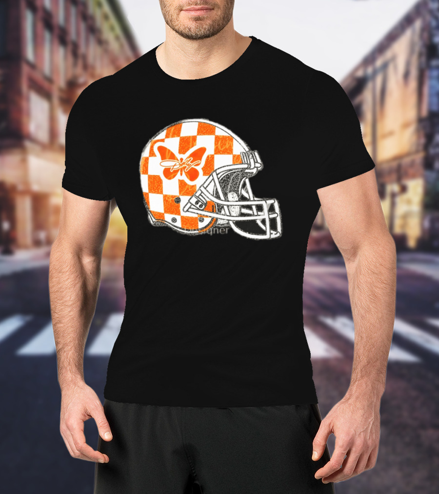 Tennessee Vols Football Helmet Checkerboard Butterfly Dolly Parton Version T-Shirt
