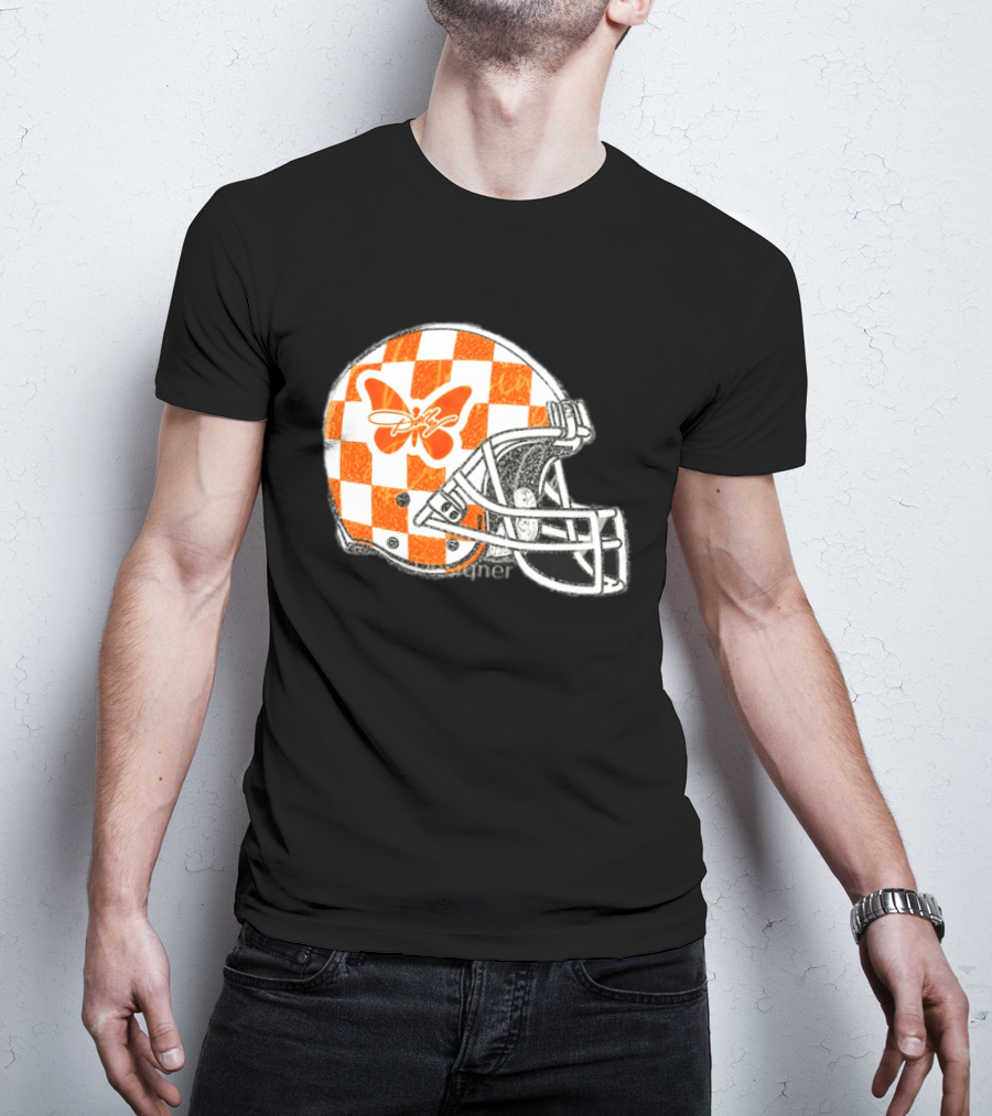 Tennessee Vols Football Helmet Checkerboard Butterfly Dolly Parton Version T-Shirt