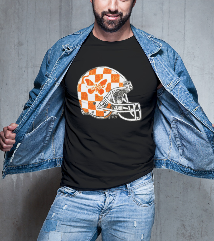 Tennessee Vols Football Helmet Checkerboard Butterfly Dolly Parton Version T-Shirt