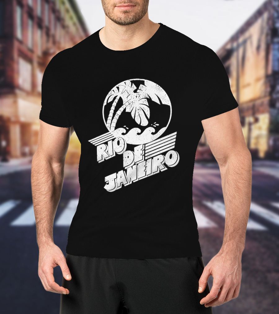 Rio De Janeiro Palm Tree Tropical Waves Circle T-Shirt