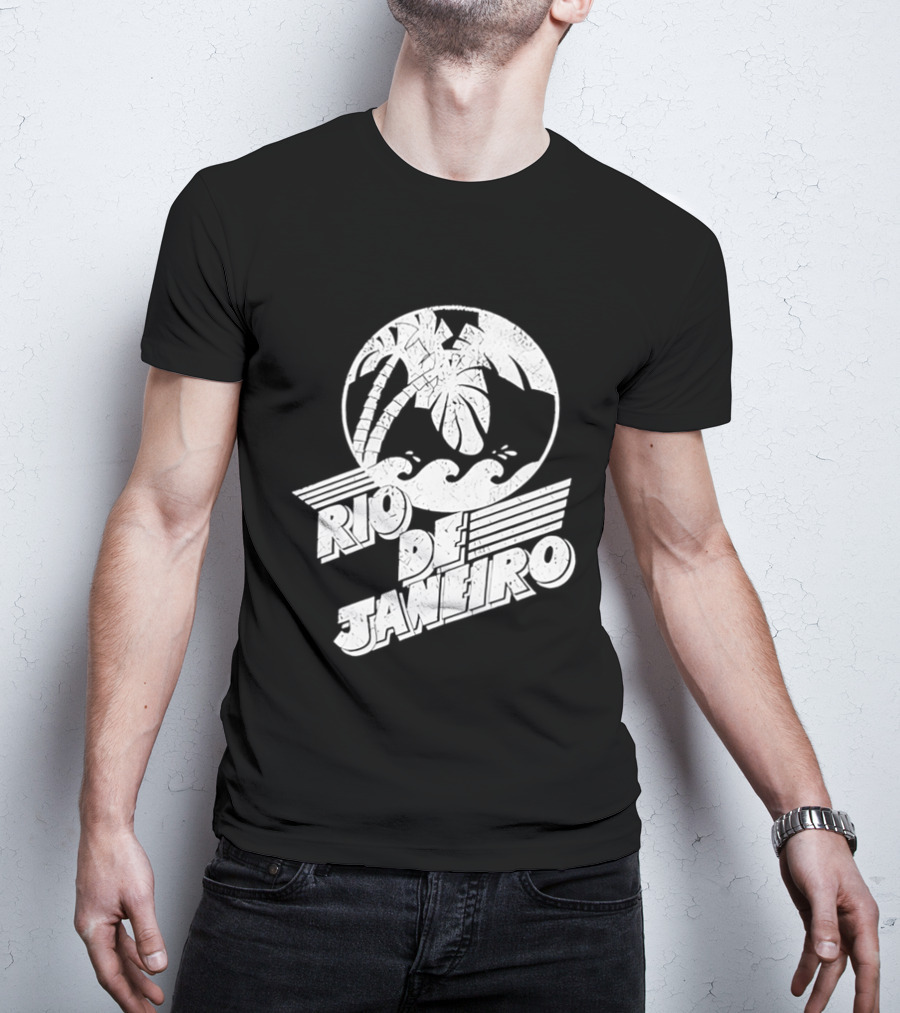 Rio De Janeiro Palm Tree Tropical Waves Circle T-Shirt