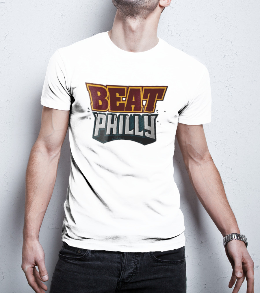 Beat Philly Burgundy Gold Cracked Block Shattered Debris T-Shirt
