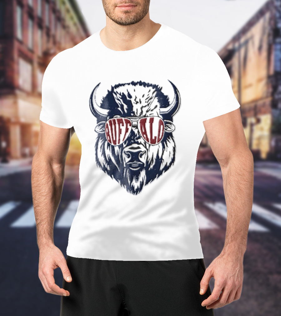 Buffalo Distressed Bison Aviator Sunglasses T-Shirt