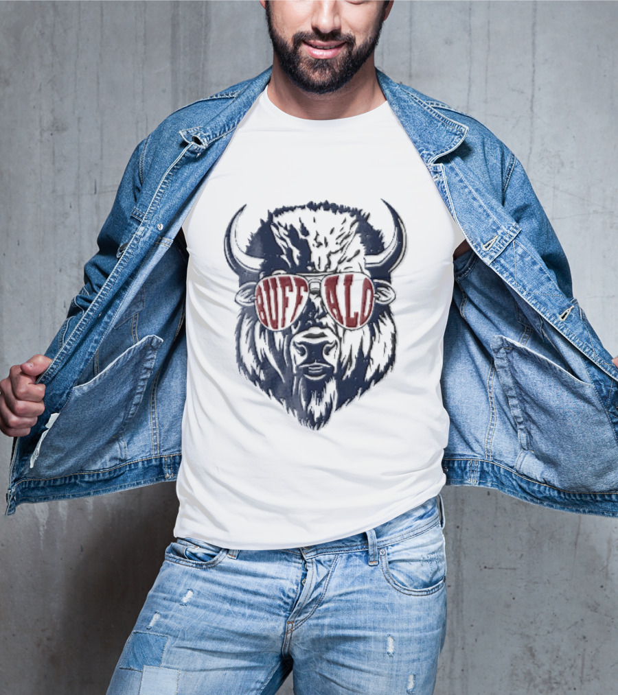 Buffalo Distressed Bison Aviator Sunglasses T-Shirt
