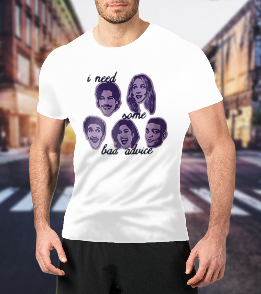 I Need Some Bad Advice Purple Monochromatic Five People Head Cutouts T-Shirt