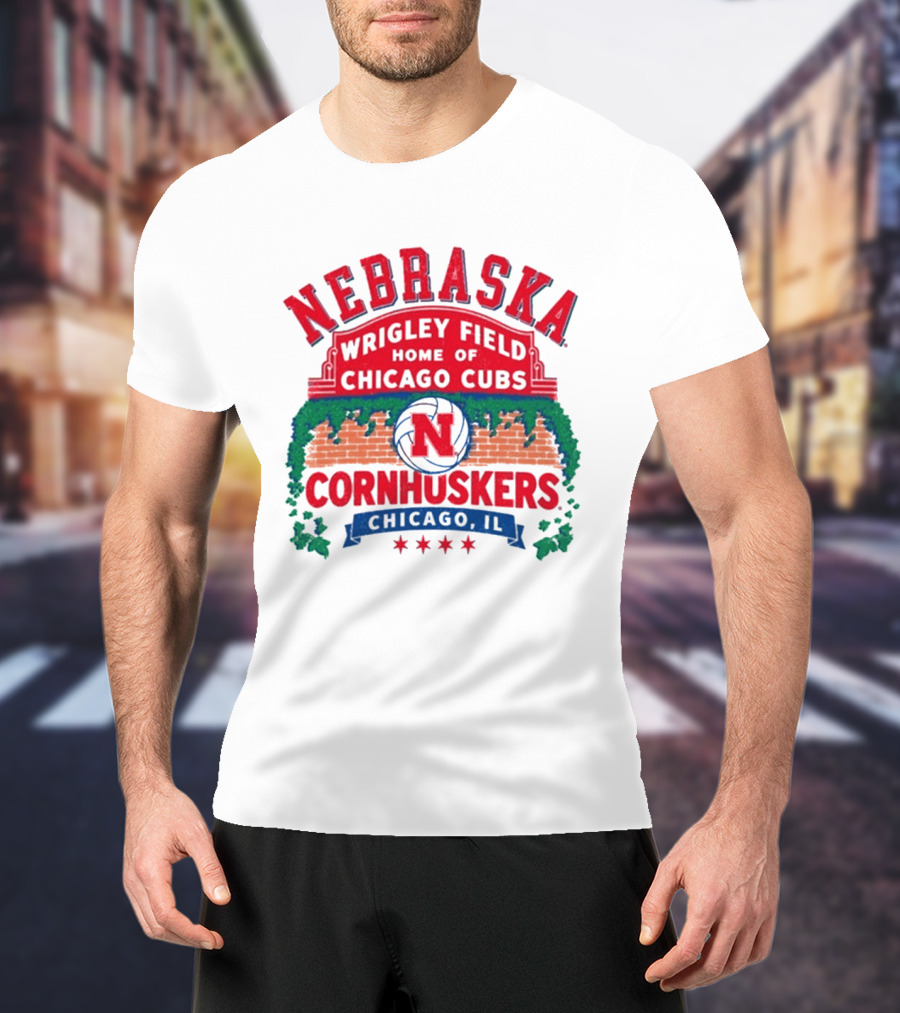 Nebraska Cornhuskers Volleyball Wrigley Field Home Of Chicago Cubs 2026 Chicago IL T-Shirt