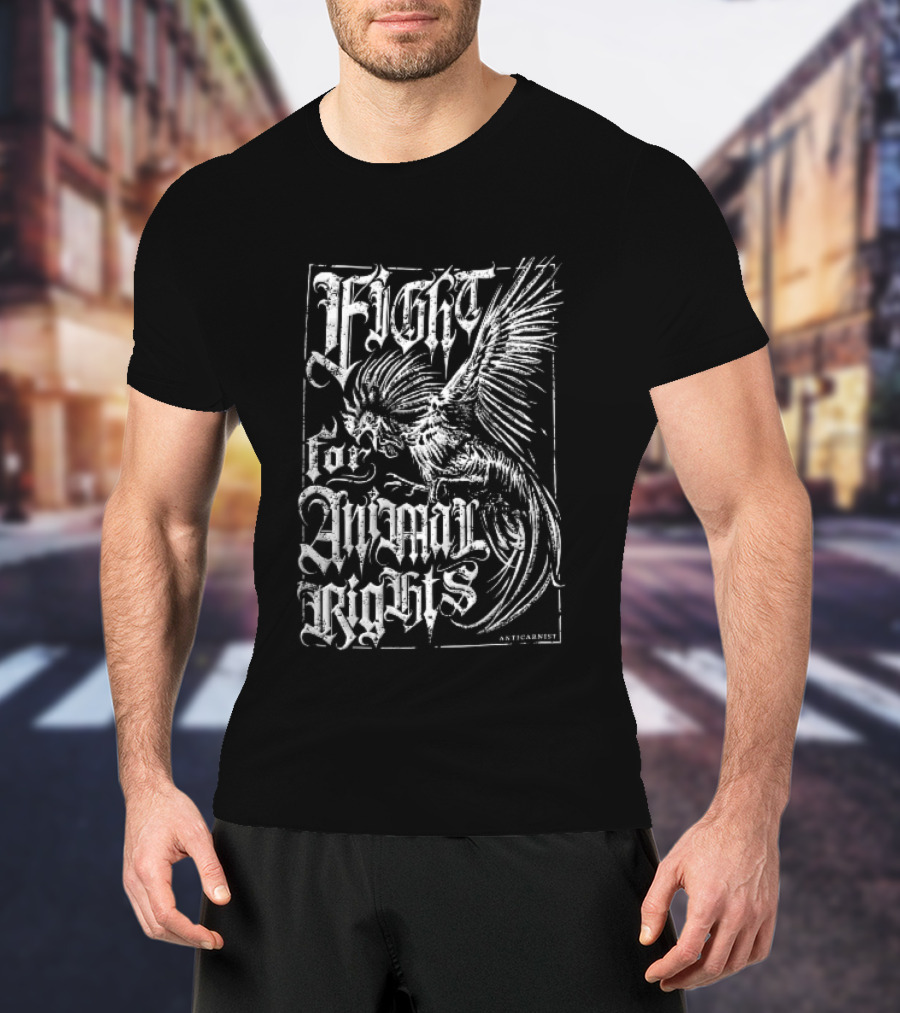 Anticarnist Fight For Animal Rights Aggressive Rooster Gothic T-Shirt