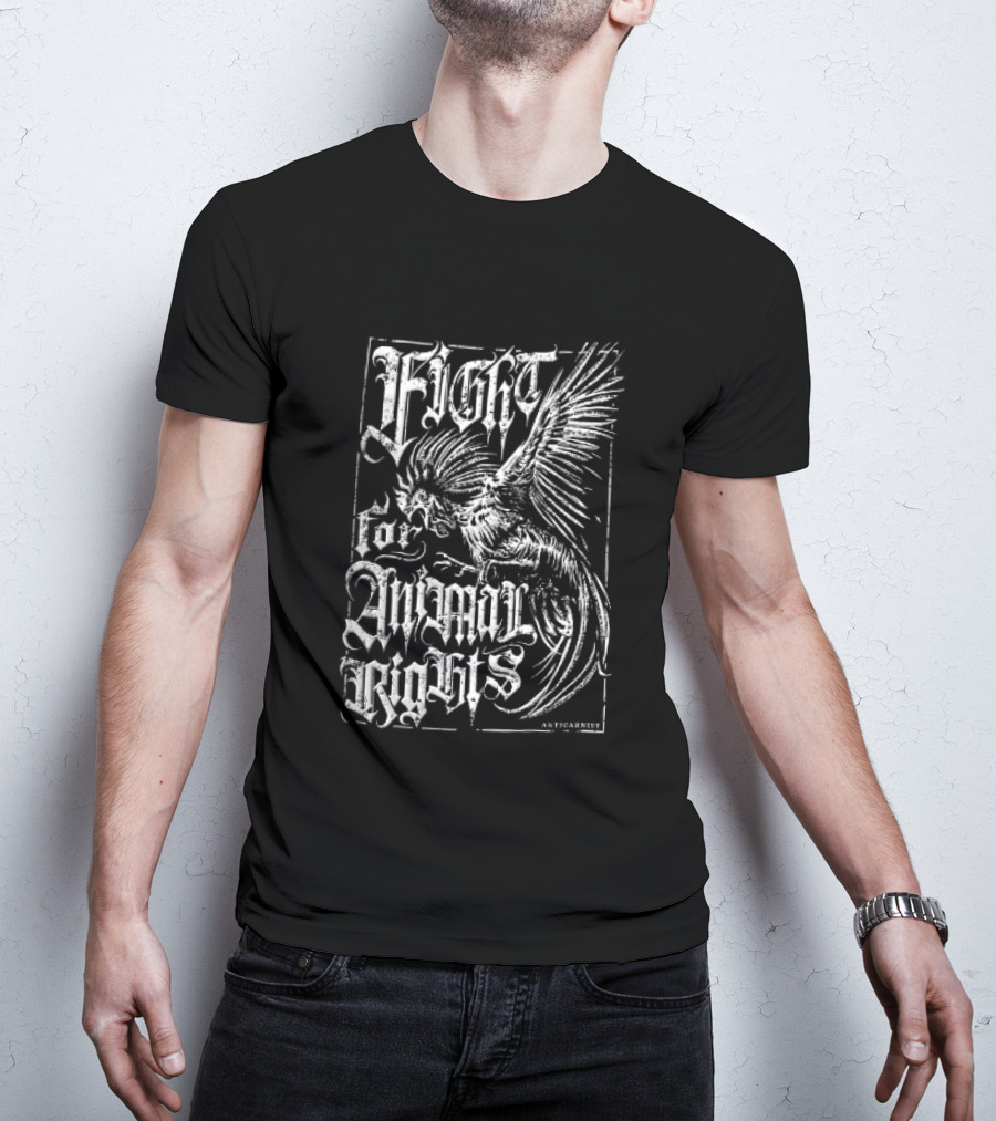 Anticarnist Fight For Animal Rights Aggressive Rooster Gothic T-Shirt