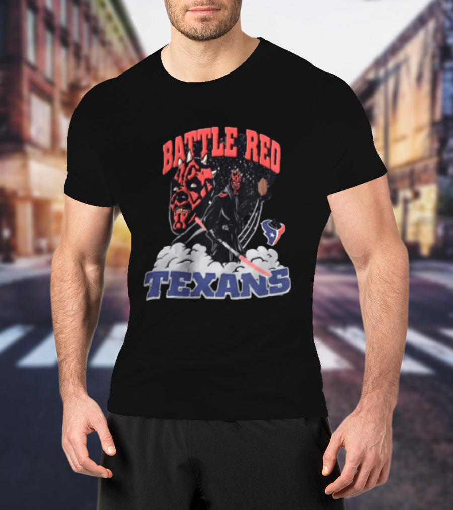 Battle Red Texans Football Star Wars Darth Maul NFL T-Shirt