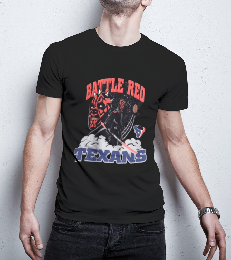Battle Red Texans Football Star Wars Darth Maul NFL T-Shirt