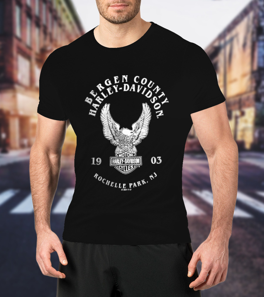 Bergen County Harley Davidson Motor Cycles Eagle Wings Rochelle Park NJ 1903 T-Shirt