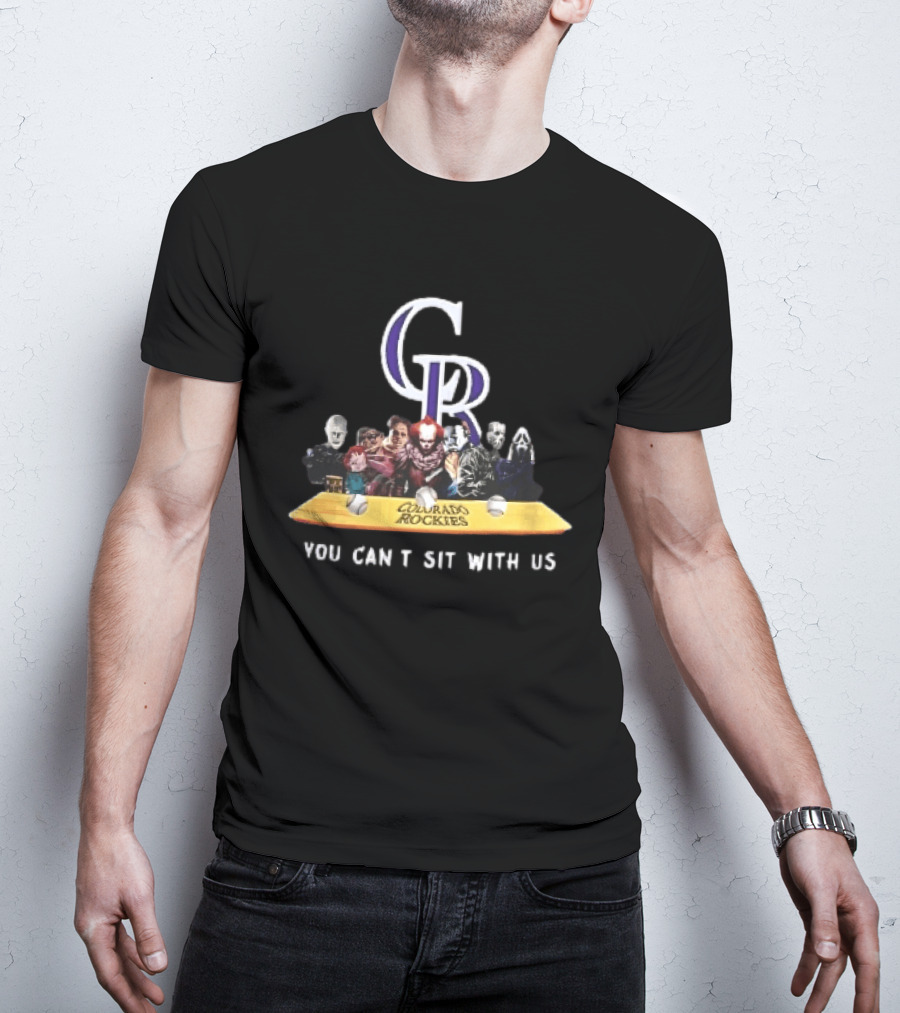 Colorado Rockies MLB Horror Movie Villains You Can't Sit With Us Baseball Bat T-Shirt