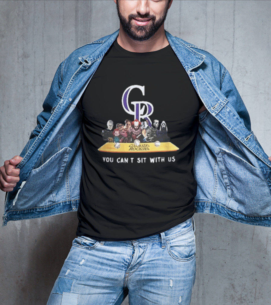 Colorado Rockies MLB Horror Movie Villains You Can't Sit With Us Baseball Bat T-Shirt