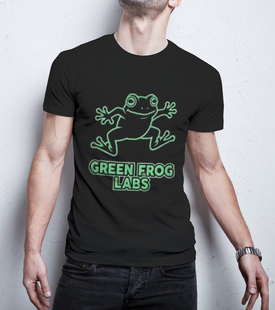 Green Frog Labs Cartoon Sprawling Amphibian Line T-Shirt