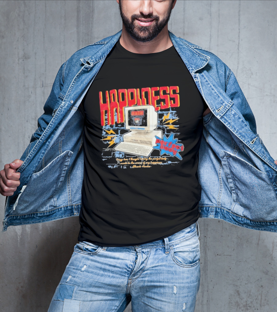 Happiness Perfect Body Retro Computer Lightning Bolts T-Shirt
