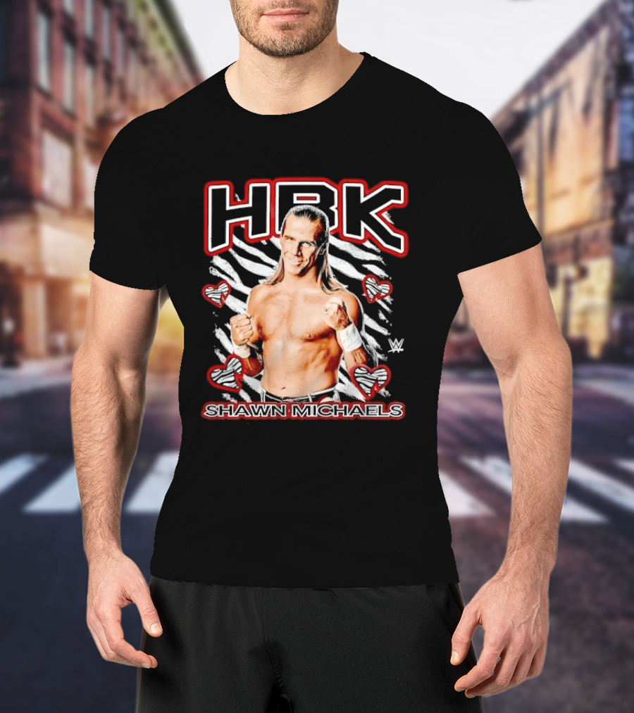 HBK Shawn Michaels Zebra Heart Hearts And Stripes T-Shirt