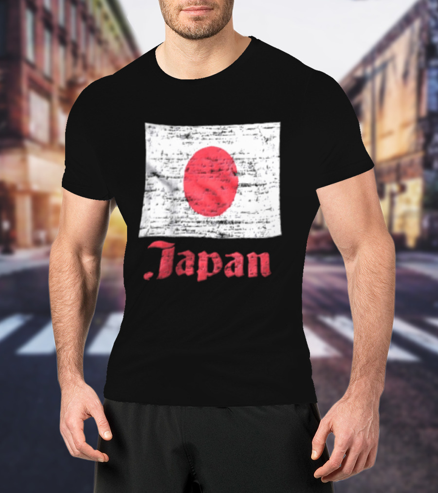 Japan Flag Distressed Style Red Dot Vintage Look T-Shirt