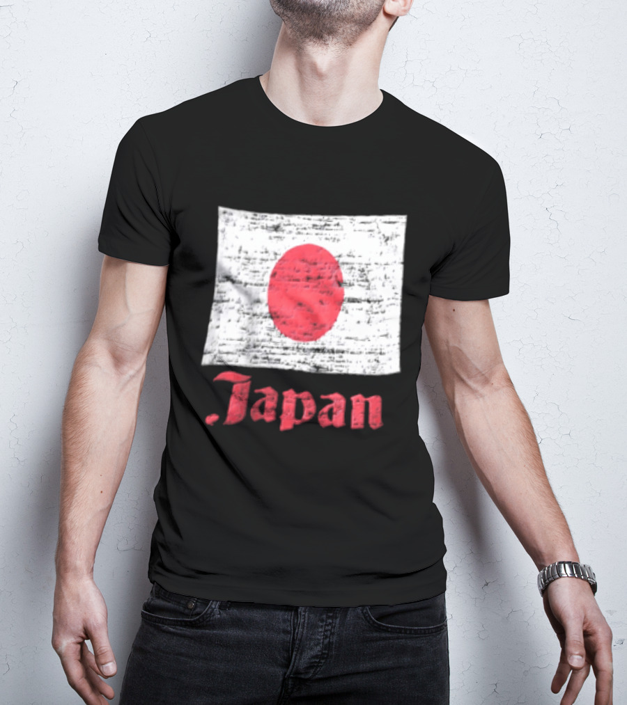 Japan Flag Distressed Style Red Dot Vintage Look T-Shirt