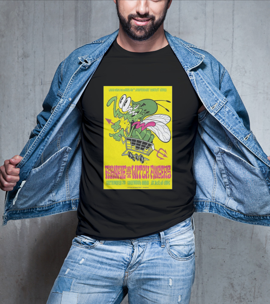 Used Kids Records 40th Anniversary Concert Series Frankie And The Witch Fingers September 20 Columbus Ohio At Ace Of Cups Artwork By Sam Fout T-Shirt