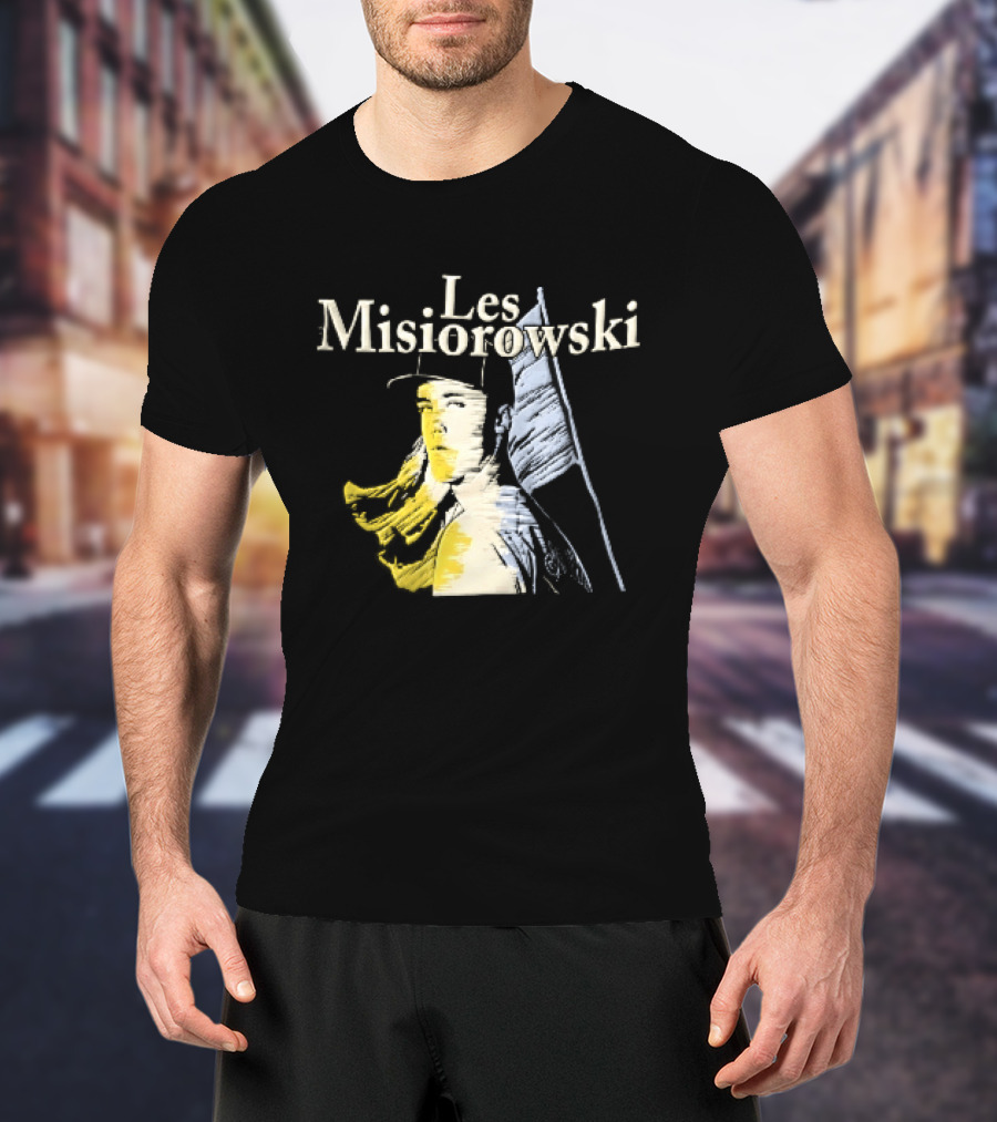 Les Misiorowski Baseball Pitcher Long Hair Flag Sketch T-Shirt