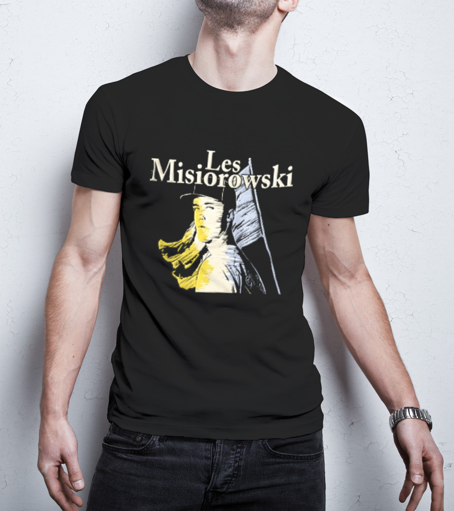 Les Misiorowski Baseball Pitcher Long Hair Flag Sketch T-Shirt