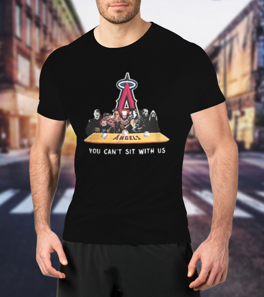 Los Angeles Angels MLB Horror Characters You Can't Sit With Us Bench Baseballs T-Shirt