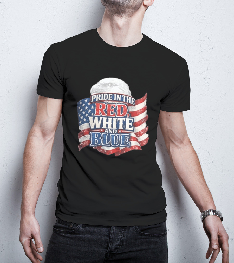 Pride In The Red White And Blue Bald Eagle American Flag T-Shirt