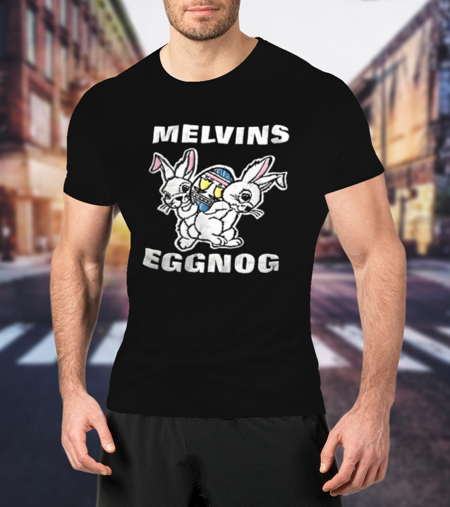Melvins Eggnog Distressed Conjoined Rabbits Cartoon T-Shirt