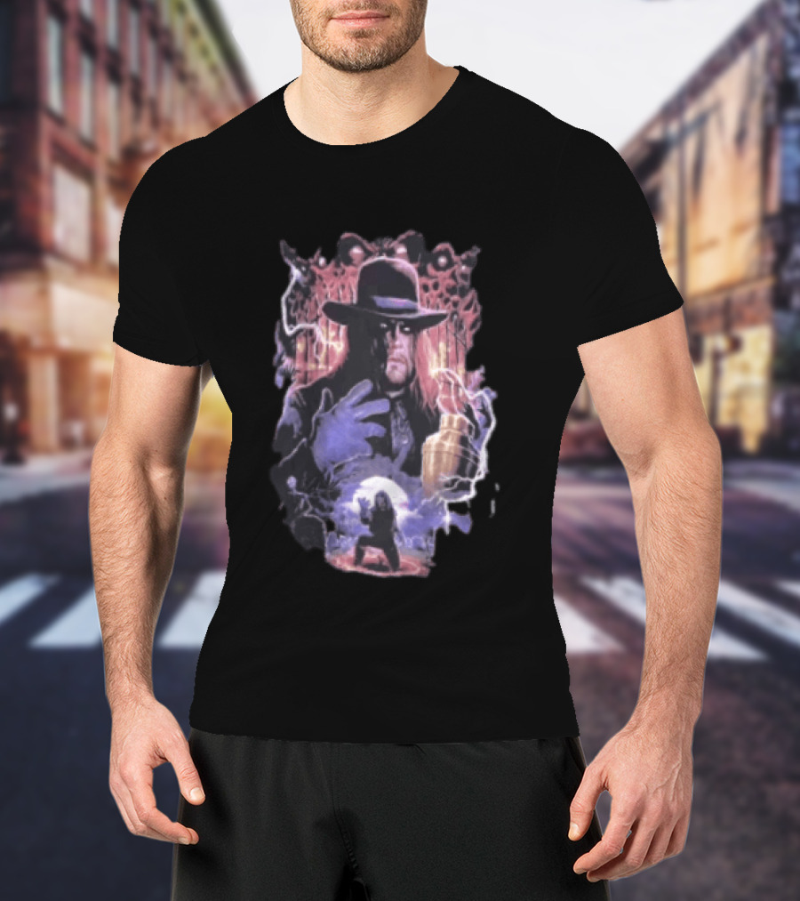 The Undertaker WWE Wrestler Vintage Style With Lightning And Urn T-Shirt